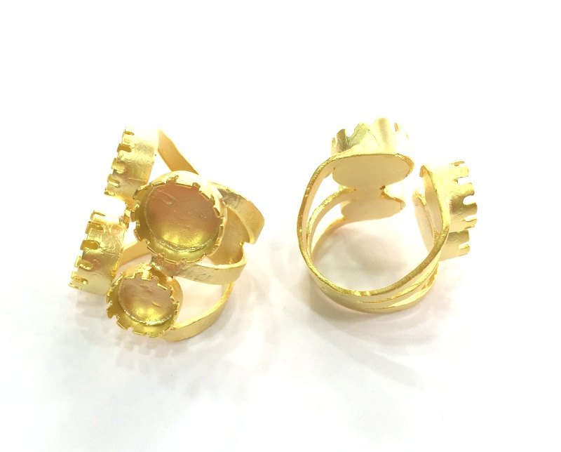 Adjustable Thumb Ring Blank (10mm and 12mm Blank), Gold Plated Brass G3433
