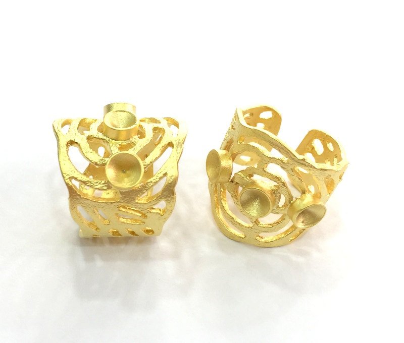 Adjustable Ring Blank (4mm Blank) , Gold Plated Brass G3434