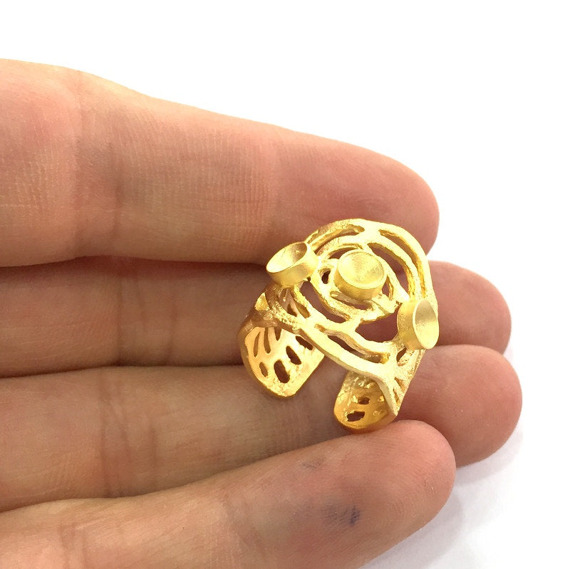 Adjustable Ring Blank (4mm Blank) , Gold Plated Brass G3434