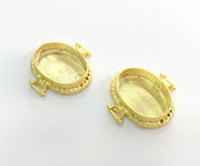 Gold Pendant Blank Base Setting Necklace Blank Mountings  Gold Plated Brass (22x16 mm blank) G3453