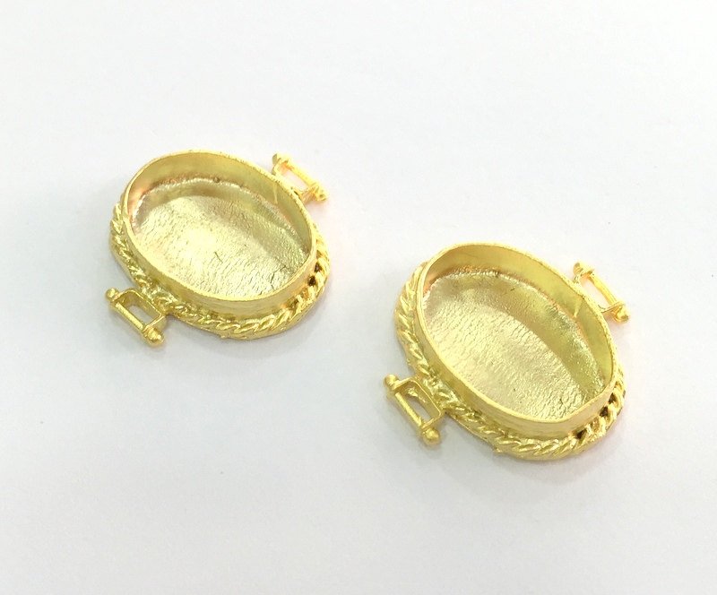 Gold Pendant Blank Base Setting Necklace Blank Mountings  Gold Plated Brass (22x16 mm blank) G3453