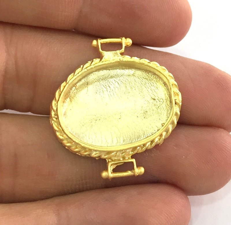Gold Pendant Blank Base Setting Necklace Blank Mountings  Gold Plated Brass (22x16 mm blank) G3453