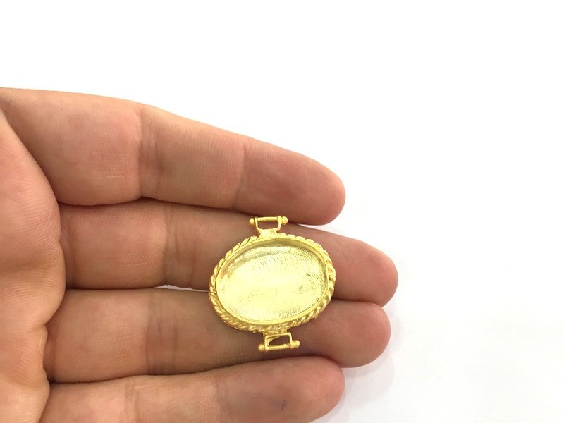 Gold Pendant Blank Base Setting Necklace Blank Mountings  Gold Plated Brass (22x16 mm blank) G3453