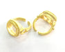Gold Ring Settings Ring Blank Ring Bezel Base Cabochon Mountings Adjustable  (14mm Blank) , Gold Plated Brass G3455