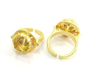 Adjustable Ring Blank  (10mm Blank)  , Gold Plated Brass G3436