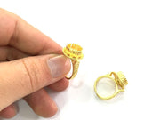 Adjustable Ring Blank  (10mm Blank)  , Gold Plated Brass G3436