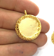 Gold Pendant Blank Base Setting Necklace Blank Mountings  Gold Plated Brass  (20 mm blank) G3437