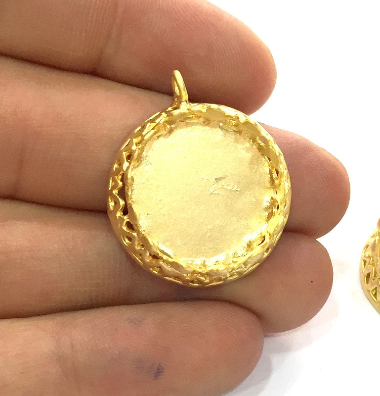 Gold Pendant Blank Base Setting Necklace Blank Mountings  Gold Plated Brass  (20 mm blank) G3437