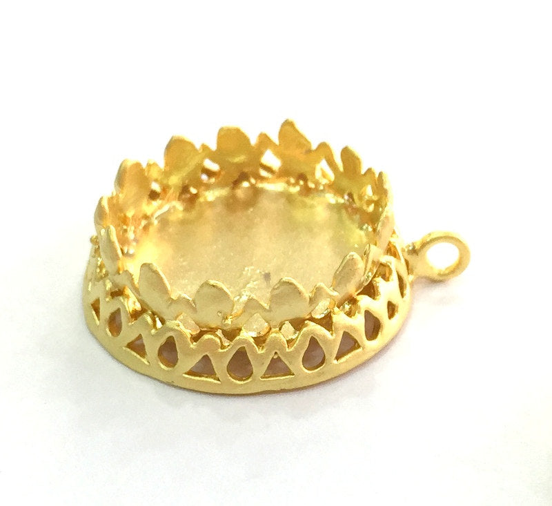Gold Pendant Blank Base Setting Necklace Blank Mountings  Gold Plated Brass  (20 mm blank) G3437