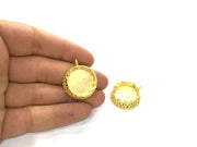 Gold Pendant Blank Base Setting Necklace Blank Mountings  Gold Plated Brass  (20 mm blank) G3437