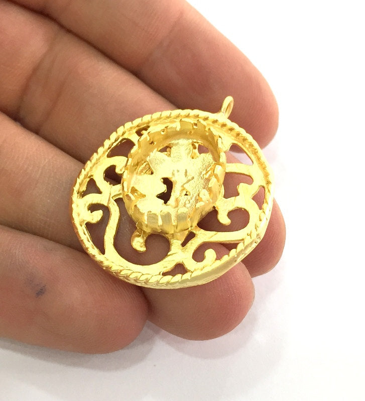 Gold Plated Brass Mountings ,  Blanks  33 mm (18x13 mm blank) G3443