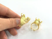 Adjustable Ring Blank (23x16mm Blank) , Gold Plated Brass G3445