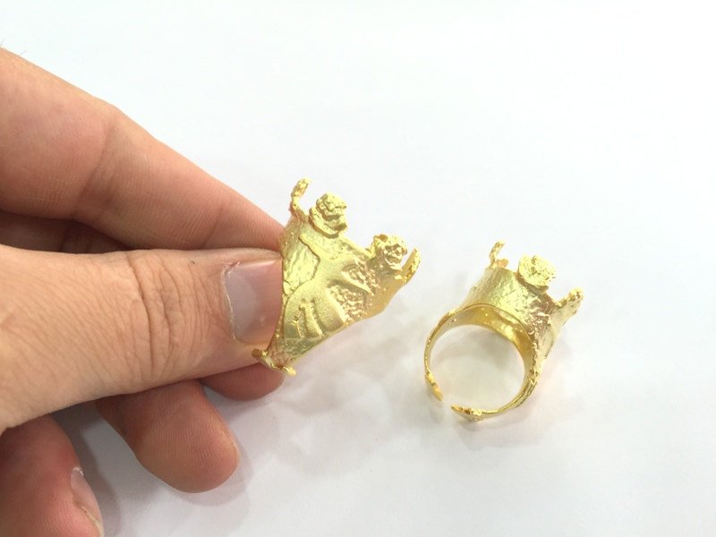Adjustable Ring Blank (23x16mm Blank) , Gold Plated Brass G3445