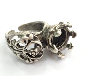 Adjustable Ring Blank (12mm Blank) , Antique Silver Plated Brass G3460