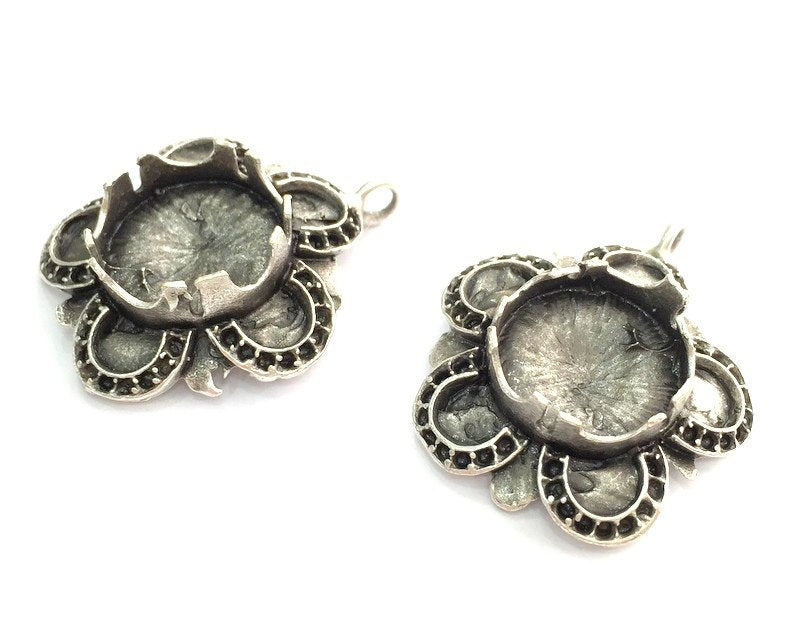 Antique Silver Plated Brass  Mountings , Blanks (14 mm blank) G3461