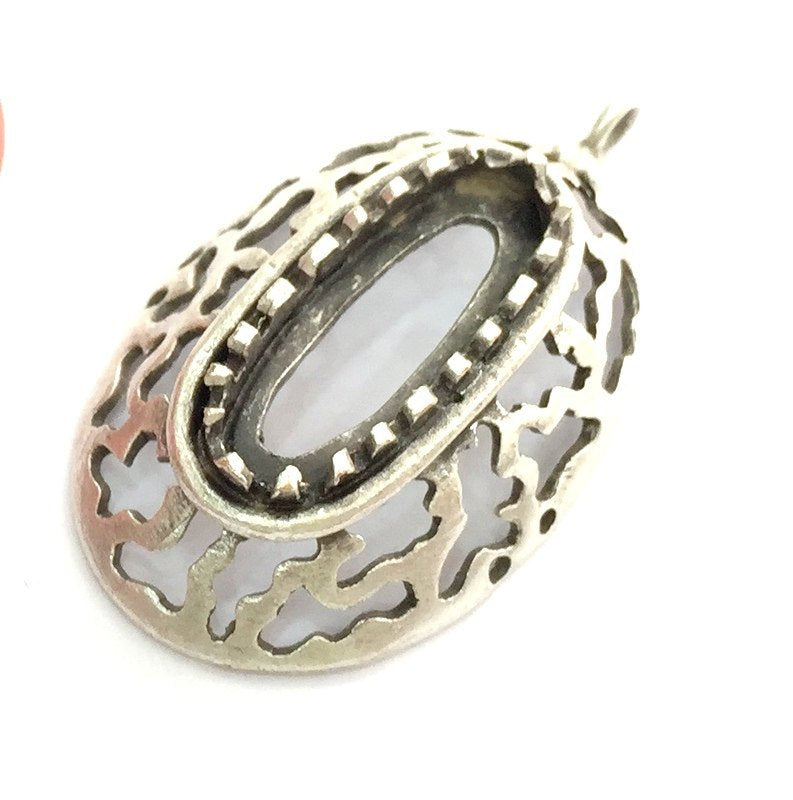 Antique Silver Plated Brass  Mountings , Blanks (22x10 mm blank) G3464