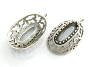 Antique Silver Plated Brass  Mountings , Blanks (22x10 mm blank) G3464