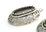 Antique Silver Plated Brass  Mountings , Blanks (22x10 mm blank) G3464