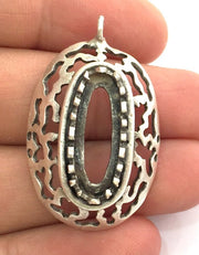 Antique Silver Plated Brass  Mountings , Blanks (22x10 mm blank) G3464