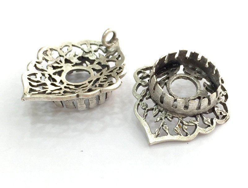 Antique Silver Plated Brass  Mountings , Blanks (14 mm blank) G3465