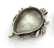 Antique Silver Plated Brass  Mountings , Blanks (28x20  mm blank) G3468