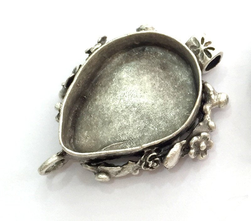 Antique Silver Plated Brass  Mountings , Blanks (28x20  mm blank) G3468