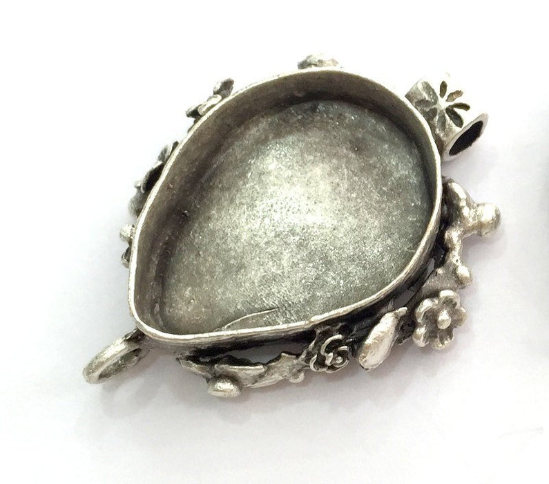 Antique Silver Plated Brass  Mountings , Blanks (28x20  mm blank) G3468