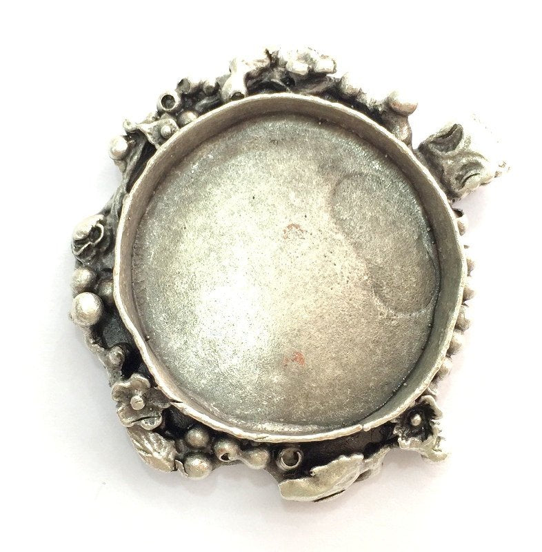 Antique Silver Plated Brass  Mountings , Blanks (30 mm blank) G3471