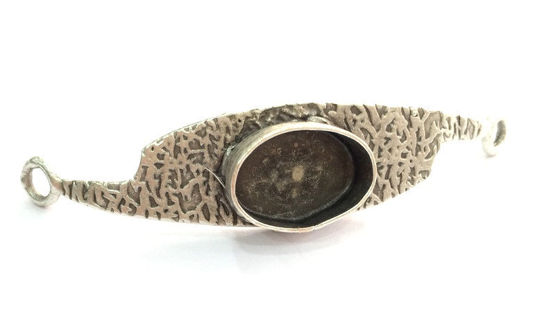 Antique Silver Plated Brass  Mountings , Blanks (18x13 mm blank) G3477