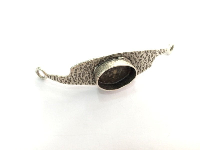 Antique Silver Plated Brass  Mountings , Blanks (18x13 mm blank) G3477