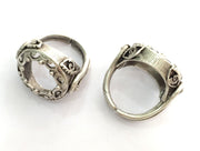 Adjustable Ring Blank (16mm Blank) , Antique Silver Plated Brass G3456