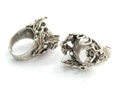 Adjustable Ring Blank (18mm Blank), Antique Silver Plated Brass G3459