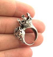 Adjustable Ring Blank (12mm Blank) , Antique Silver Plated Brass G3460