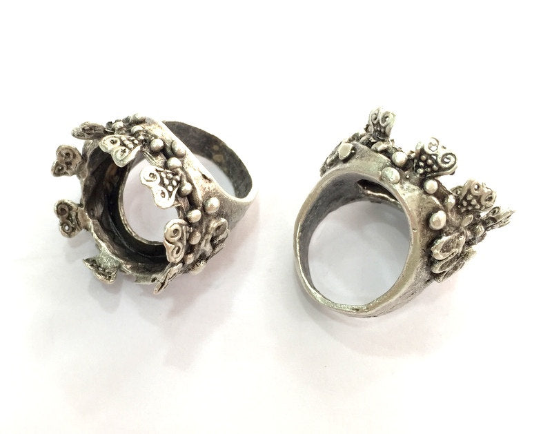 Antique Silver Plated Brass  Ring Blank (20mm Blank)  G3481
