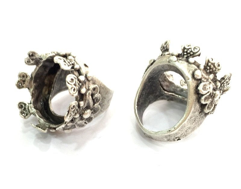 Antique Silver Plated Brass  Ring Blank (20mm Blank)  G3481