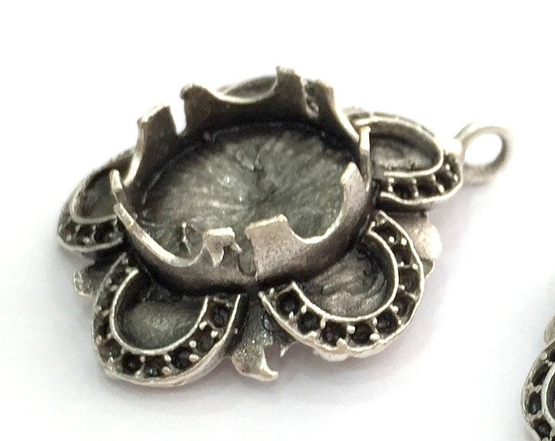 Antique Silver Plated Brass  Mountings , Blanks (14 mm blank) G3461