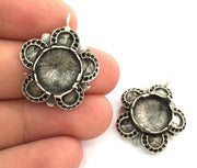 Antique Silver Plated Brass  Mountings , Blanks (14 mm blank) G3461