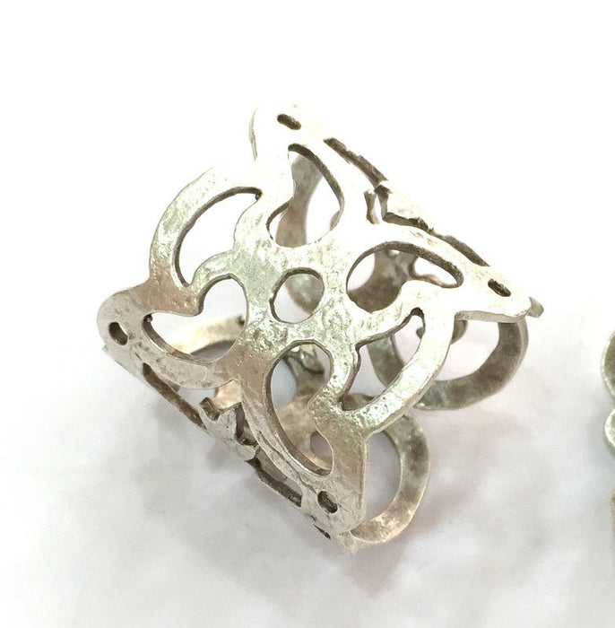 Adjustable Thumb Ring Blank, Antique Silver Plated Brass G3483