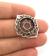 Antique Silver Plated Brass  Mountings , Blanks (14 mm blank) G3465