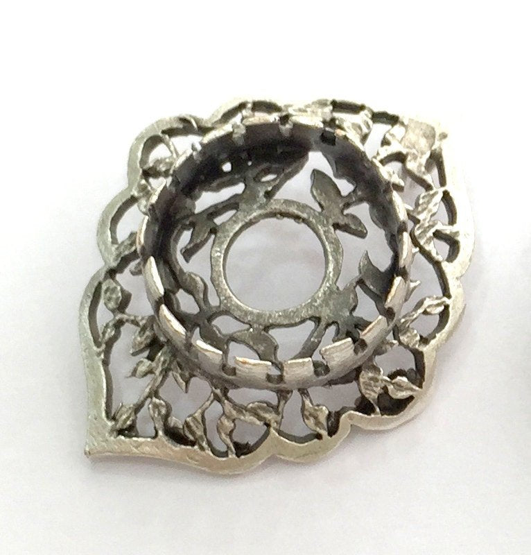 Antique Silver Plated Brass  Mountings , Blanks (14 mm blank) G3465