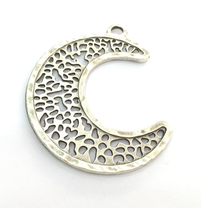 Moon Pendants Crescent Pendant Antique Silver Plated Metal  74x25 mm   G3486