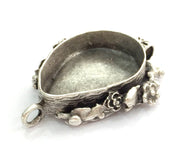 Antique Silver Plated Brass  Mountings , Blanks (28x20  mm blank) G3468
