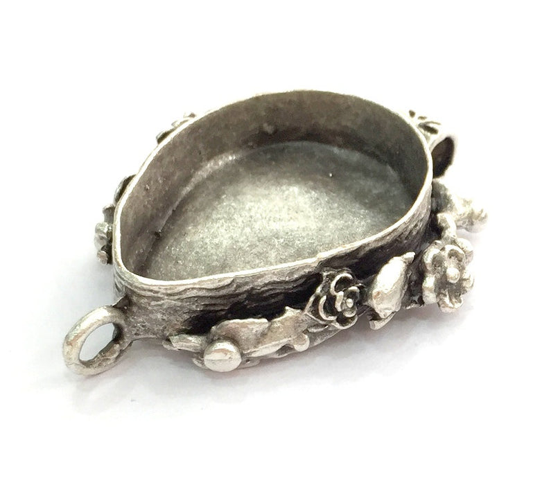 Antique Silver Plated Brass  Mountings , Blanks (28x20  mm blank) G3468