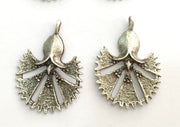 2 Flower Charms, Antique Silver Plated Brass   G3473