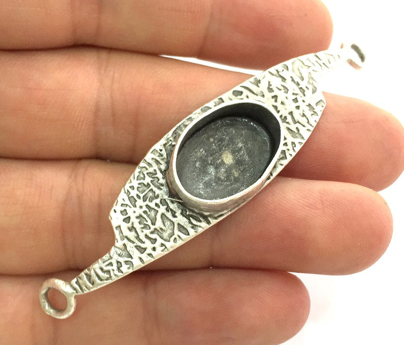 Antique Silver Plated Brass  Mountings , Blanks (18x13 mm blank) G3477