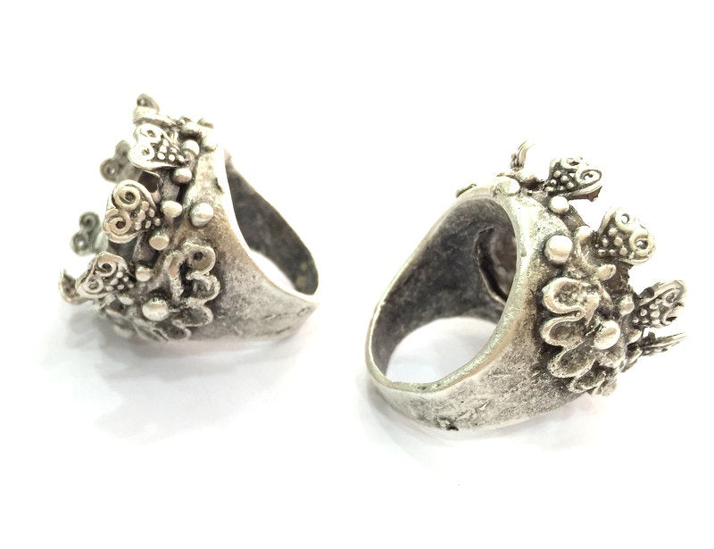 Antique Silver Plated Brass  Ring Blank (20mm Blank)  G3481