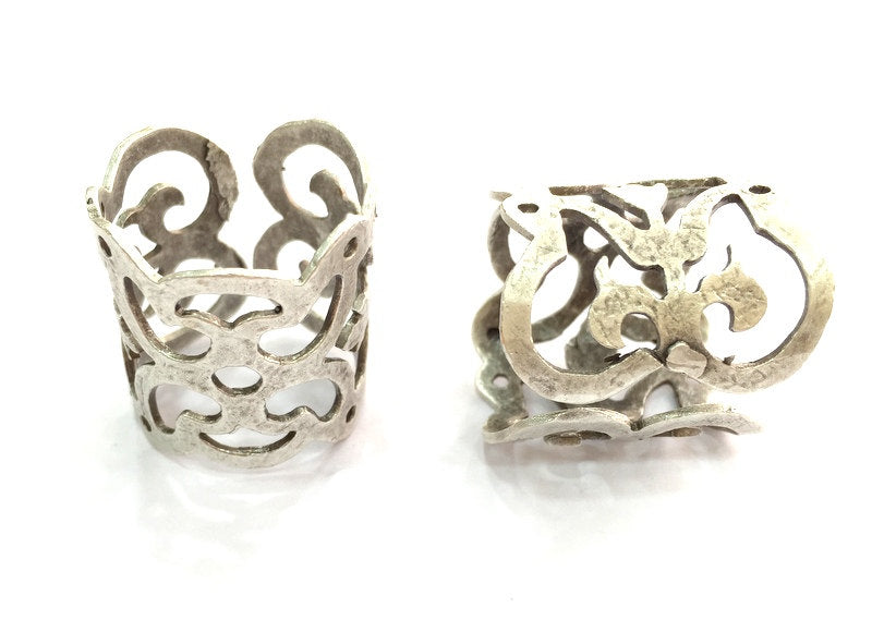 Adjustable Thumb Ring Blank, Antique Silver Plated Brass G3483