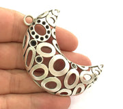 Moon Pendants , Antique Silver Plated Metal  68x28 mm   G3484