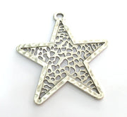 Star Pendants , Antique Silver Plated 65 mm   G3485