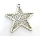 Star Pendants , Antique Silver Plated 65 mm   G3485